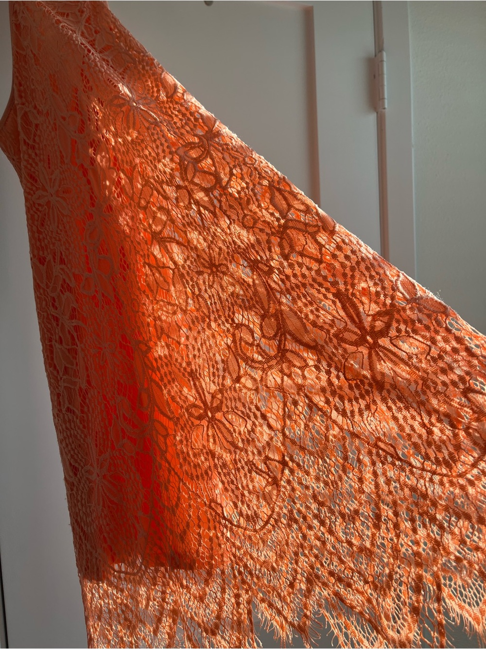 Lace Halter Dress in Coral - Picture 8 of 8